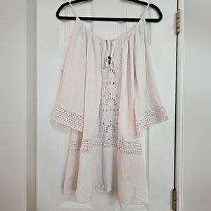 Elegant White Off-Shoulder Women's Coverup Or Tunic